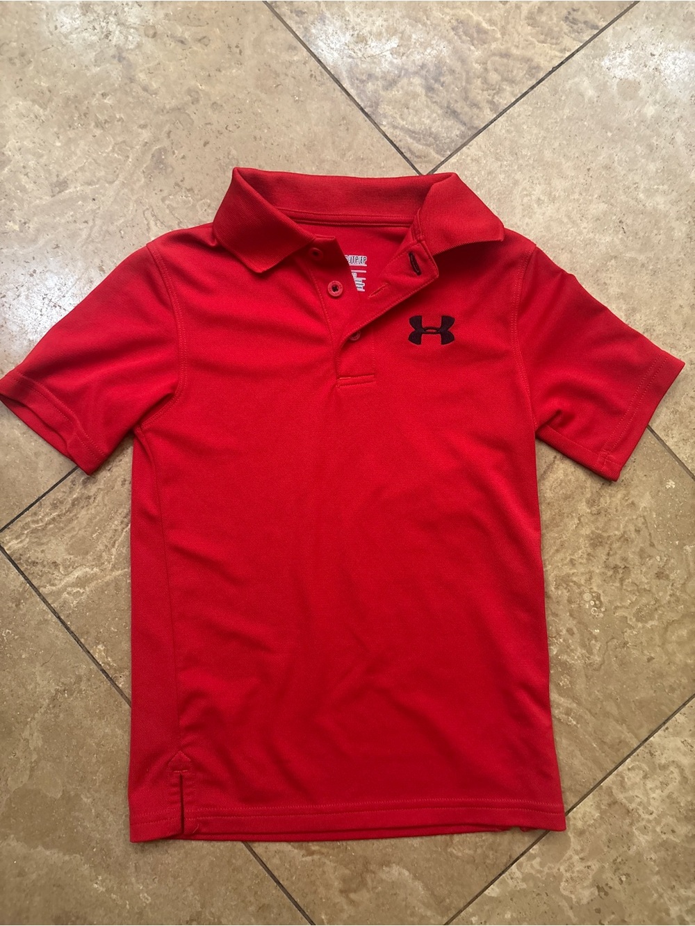 Under Armour Red Short-Sleeve Boys' Polo with Black Logo